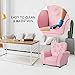 INFANS Children Sofa Pink, Kids PVC Leather Upholstered Couch with Bejeweled Backrest, Sturdy Wood Frame, Extra Thick Sponge, Multifunction Toddler Armrest Chair, Pink (23-Inch Single Sofa)