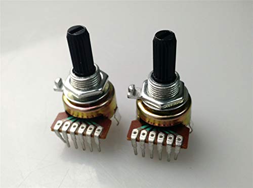FidgetFidget 2 x 16mm R16 B100K 100K Linear Taper Dual Gang Potentiometer 20mm Shaft PC Mount