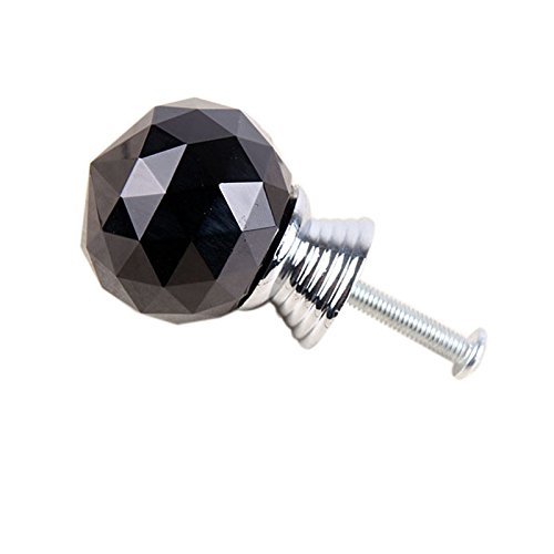 Mosong 10pcs 30mm Glass Clear Cabinet Knob Drawer Pull Handle Kitchen Door Wardrobe Hardware Used for Cabinet, Drawer, Chest, Bin, Dresser, Cupboard, Etc (Black/Jet)