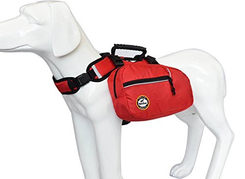 MOSISO Dog Saddle Backpack - Hiking Camping Backpack For Medium/Large Dogs, 2 Side Pockets, Adjustable Harness, Breathable, Black