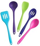 Silicone Spatula Set, 5-Piece: Spoon, Spatula, Turner, Ladle, Spoonula. Heat Resistant, Premium, Non-stick, Silicone Cooking Utensils Set