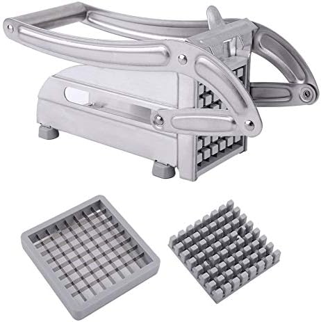 HermosaUKnight Stainless Steel French Fries Slicer Potato Chipper Chip Cutter Chopper Maker-silver