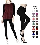 Diravo Womens Basic Leggings Pants Stretch Yoga Pants Slim Leggings Plus Size Black
