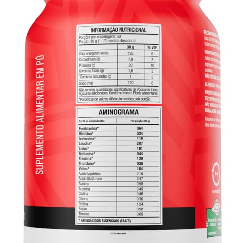 Whey Protein 100% Concentrado Pote 900g Sabor Morango - Ftw Suplemento Alimentar, Proteína do Soro do Leite, Alto Valor Biológico