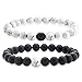 Long Distance Relationship Bracelets, Black Agate & White Howlite 8 mm, Pair of 2