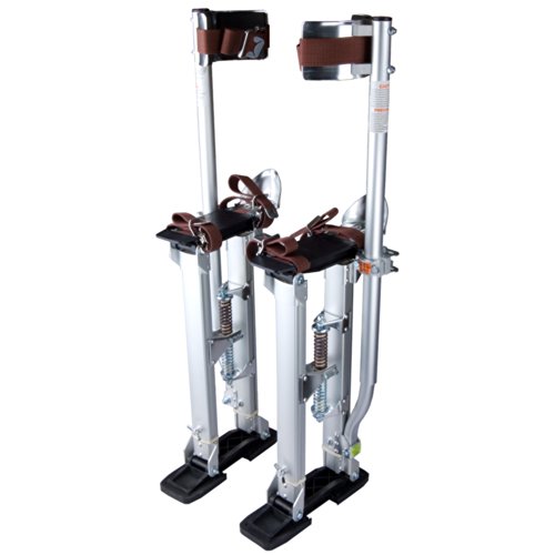 Silver Aluminum Alloy Drywall Stilts 24-40 In Adjustable 227Lbs Load Capacity 3-Position Heel Bracket Exclusive Wing Bolt Design Dual Action Springs US Delivery(Silver)