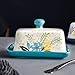 Wisenvoy Butter Dish Ceramic Butter Dish with Lid Butter Keeper Butter Dish with Lid for Countertop Flower Butter Crock