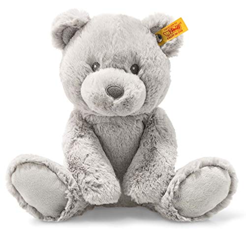 Steiff Peluche Ours Teddy Bearzy, Adorable peluche, Garçons, filles et bébés dès 0 mois, Friends, Peluche 28 cm, Gris clair, 241543