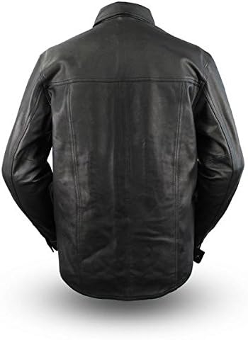 First Classics Men's Lightweight Leather Shirt (Black, Large)