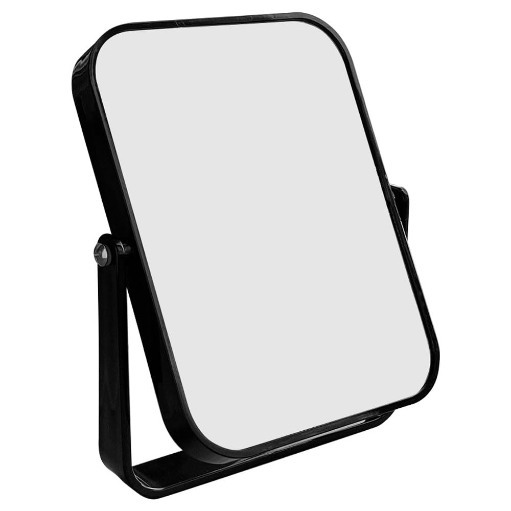 zetmet Fancy Plastic Free Standing Travel or Bathroom Mirror, Black