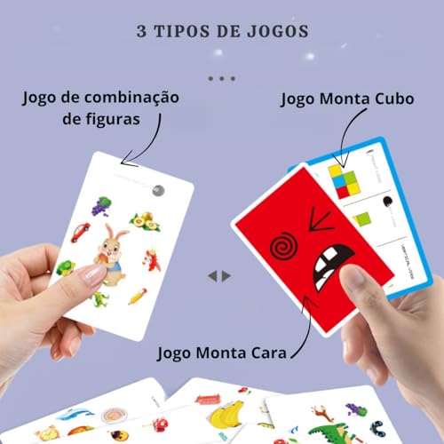 Brinquedo Educativo 3 EM 1 Cubo das Emoções com sininho - Monta cara e Pares Malucos Jogo Pedagógico Criativo e Divertido para Crianças, Meninos e Meninas, Didático Lúdico 3+ Anos Jogos de Tabuleiro