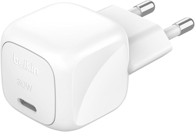 BoostCharge Compact Cargador de Pared de 30 W, Ideal para Viajar, Carga rápida USB C Power Delivery para Apple iPhone 17, Air, 16, 15, Samsung Galaxy, iPad, AirPods, Tabletas, Pixel - Blanco