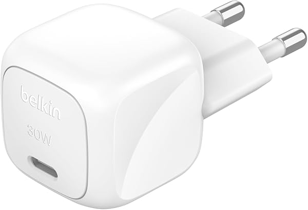 Belkin BoostCharge kompaktes Ladegerät, 30 W, für Reisen, USB-C Power Delivery zum Schnellladen für die Apple iPhone Serie 16. 15, 14, 13, 12, Samsung Galaxy S24, S23, iPad, AirPods, Tablets – Weiß