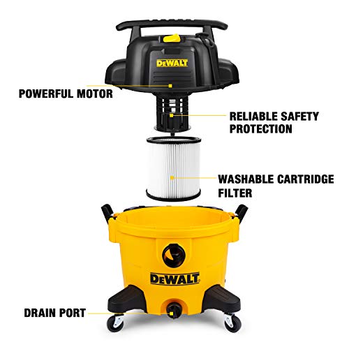 DEWALT 9 Gallon Wet/Dry Vac, 5HP HeavyDuty Shop Vacuum, Wet/Dry