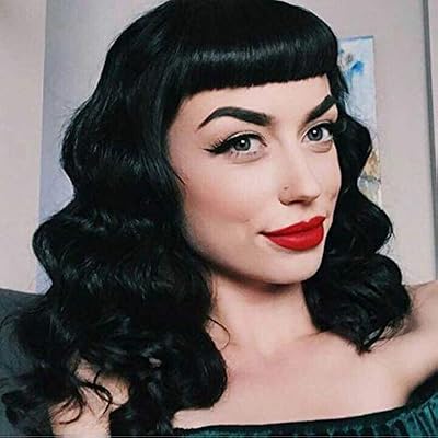 Difei Rockabilly Vintage Wig Audrey Hepbum Short Bang Wig Long