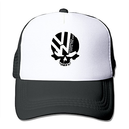 CCbros Volkswagen Logo With Punisher Skull Symbol Unisex Mesh Back Hat Cap One Size Fit All Black