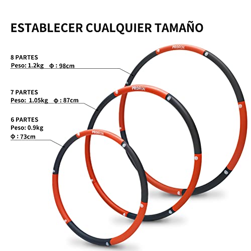PROIRON Weighted Hula Hoop 0.95/1.2/1.8kg, Fitness Hula Hoop with Size 73-98cm Adjustable, Hula Hoop for Adults and Children