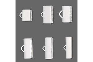 BEDAZZLINBEADS 10 Smooth Silver Plated Crimp End Findings with Teeth For Flat Leather & Ribbon (1/4 inch (6mm))