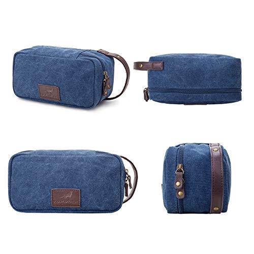 Toiletry Bag for Men Canvas Artificial Leather Trimming Make Up Bag