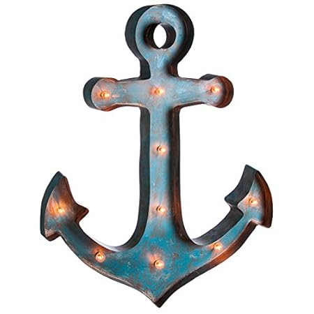 Fun Metal Anchor Wall Decor With Led Lights Amazon Co Uk Kitchen