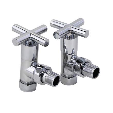 Greened House Rome Angled Art Deco Radiator/Towel Rail Valve Set Central Heating and Traditional Column Radiator