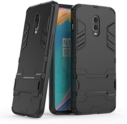 TARKAN Heavy Duty Shockproof Armor Kickstand Back Case Cover for OnePlus 6T (Black)