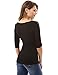 PattyBoutik Women Crochet Lace Inset Elbow Sleeve Blouse (Black Small)