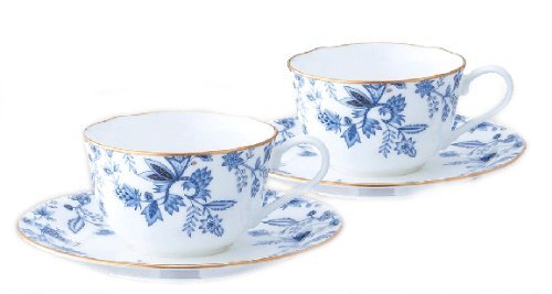 Bone china blue Sorrentino tea and coffee porcelain bowl plate pair set P59387A/4562 (japan import)