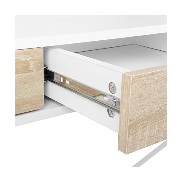 WOLTU Schreibtisch WeiÃ mit 3 Schubladen - Stahl-Holz Computertisch fÃ¼r Arbeitszimmer/Studio - 110x50x75cm – Bild 6