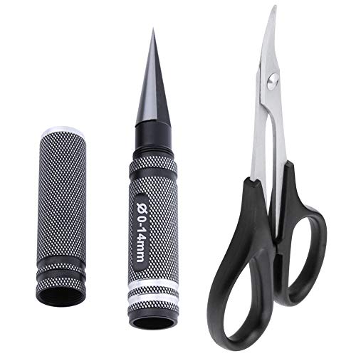 Hobbypark 0-14mm Hole Puncher Reamer w/Sleeve and Curved Scissors Set Universal Tool for RC Car Body Shell Lexan Plastic (with Black Reamer)
