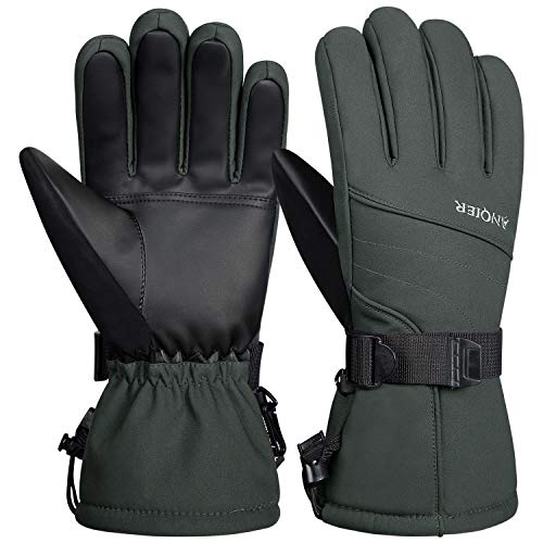 LANYI Winter Gloves for Men Waterproof Ski Gloves Thinsulate Insulated Thermal Snowboard Snowmobile Driving Warm Fleece Snow Gloves Cold Weather Women Gloves Gifts for Men (Grey, S)