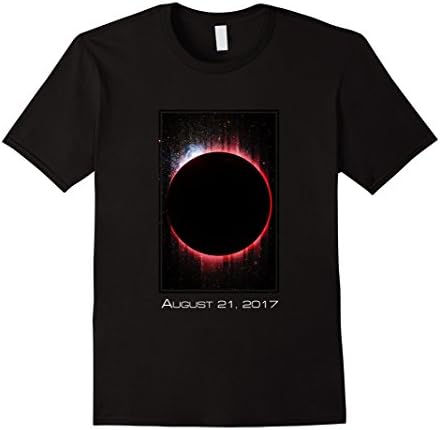 Men's Total Solar Eclipse Star Scene with 2017 Date T-shirt Large Black