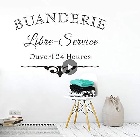 Versión en francés Cuarto de lavado Etiqueta de la pared Tienda de tela