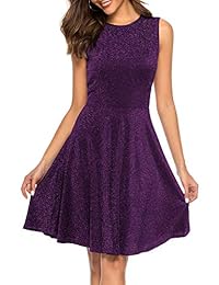 ZJCT vestido de cóctel para mujer sin mangas, cuello redondo, línea A