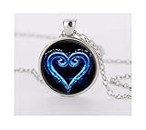 KINGDOM HEARTS Bezel Pendant Necklace Silver Plated AMZN4