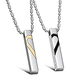 2pcs Men and Women Titanium Pendant Necklace Couple Matching Set We Love Each Other Love Valentine Pendant Necklace in a Gift Box (ONE PAIR)