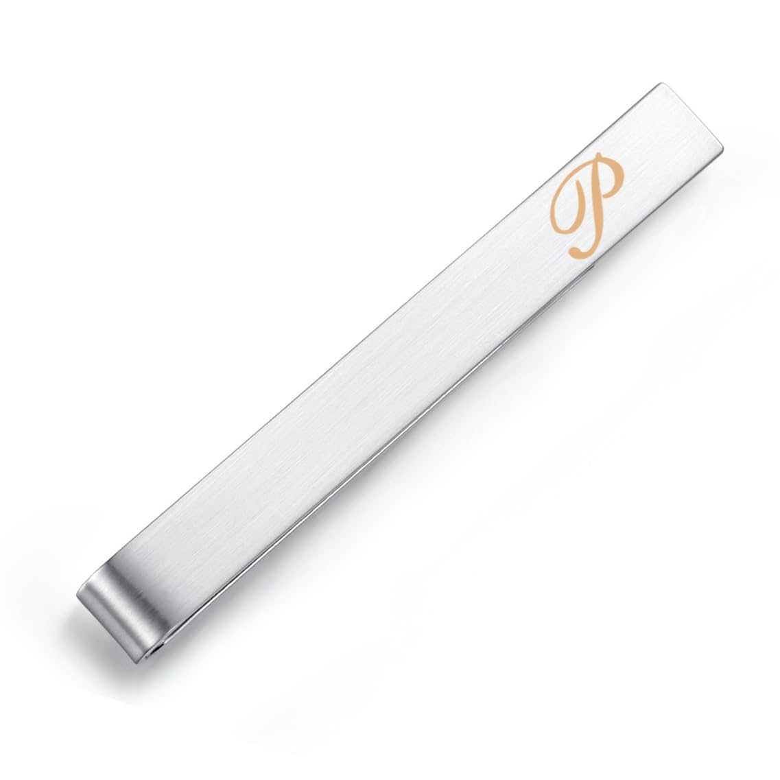 Honey Bear Mens Initial Alphabet Letter Tie Clip Bar - Normal Size Stainless Steel For Business Wedding Gift,5.4cm,Brushed Silver A - Z (P)