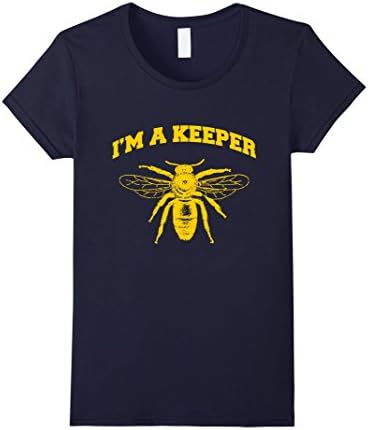 Womens I'm a Keeper Honeybee Beekeeper T-Shirt Large Navy