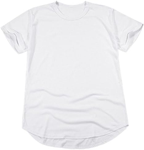 MASKAZU Men's Extended Curved Hem Longline Hip Hop Tee Shirts
