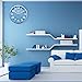 Plumeet 13'' Large Wall Clock - Silent Non-Ticking Quartz Wall Clocks for Living Room Decor - Modern Style Suitable for Home Kitchen Office - Battery Operated (Blue)