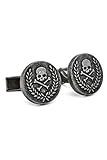 English Laundry Men's Skull Emblem Embossed On Antique Patina Cufflink, Gunmetal, One Size