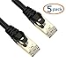 iCreatin 5-Pack Unlimited CAT 7 Double Shielded 10 Gigabit 600MHz Ethernet Patch Cable, Gold Plated Plug STP Wires CAT7 for High Speed Computer Router Ethernet LAN Networking -3 Feet Black