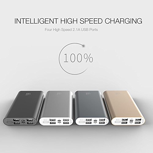 LAX Pro 16800 Portable Charger Battery Backup, 16800mAh External Battery with 4 High Speed Charging 2.1A USB Ports for iPhone, iPad, Samsung Galaxy, Android and Other Smart Devices (Black) - Thumbnail 2