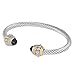 Faceted Cubic Zirconia Two Tone Open Cuff Bangle - Jet