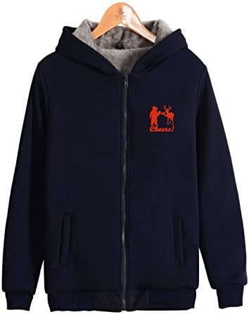 Keboty Mens Womens Sherpa Lined Pull Zip Fleece Hoodie Jacket Bear deer beer & cheers Sweetshirt