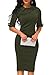 KISSMODA Womens Elegant Slim Fit Midi Work Dress One-Piece Lapel Bodycon Pencil Dresses Half Sleeve