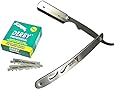 Classic Samurai CS-102 Stainless Steel Professional Barber Straight Edge Razor with 100 Count Derby Single Edge Razor Blades