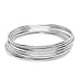 Thin Silver Stainless Steel Bangle Bracelet Set Round (Set of 7)