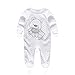 RFL1021 Kiddiezoom Unisex-baby Sleepwear Jumpsuits Bear Pattern Rompers with Long Sleeve (White,0-3Months)