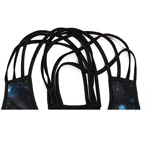 Women Tops, Sleeveless V Neck Vest Bandage Printed Tank Blouse (BlackC,XL)